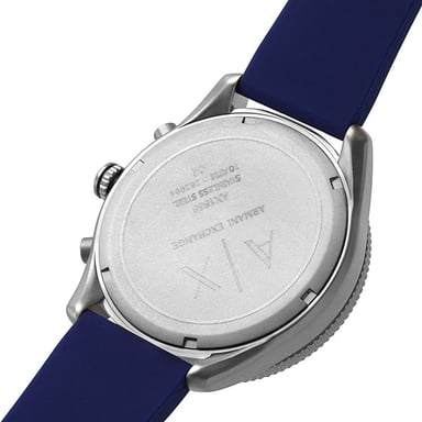 RELOJ ARMANI EXCHANGE ENZO AX1838 ANÁLOGO HOMBRE FECHA CRONÓMETRO CORREA DE SILICONA AZUL DIAL PLATEADO - 4