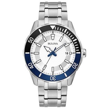 RELOJ BULOVA 98B349 ANÁLOGO HOMBRE FECHA ACERO INOXIDABLE DIAL BLANCO