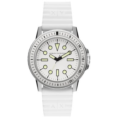 RELOJ ARMANI EXCHANGE LEONARDO AX1850 ANÁLOGO HOMBRE ACERO INOXIDABLE CORREA DE SILICONA BLANCO