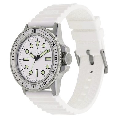 RELOJ ARMANI EXCHANGE LEONARDO AX1850 ANÁLOGO HOMBRE ACERO INOXIDABLE CORREA DE SILICONA BLANCO - 4