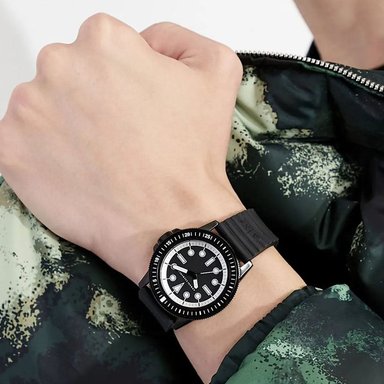 RELOJ ARMANI EXCHANGE LEONARDO AX1852 ANÁLOGO HOMBRE ACERO INOXIDABLE CORREA DE SILICONA NEGRO - 3