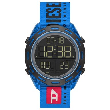 RELOJ DIESEL CRUSHER DZ1944 DIGITAL HOMBRE LUZ DE FONDO CORREA NYLON AZUL