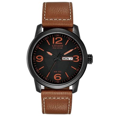 RELOJ CITIZEN ECO DRIVE BM8475-26E SOLAR ANÁLOGO HOMBRE FECHA ACERO INOXIDABLE CORREA DE CUERO MARRÓN