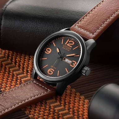 RELOJ CITIZEN ECO DRIVE BM8475-26E SOLAR ANÁLOGO HOMBRE FECHA ACERO INOXIDABLE CORREA DE CUERO MARRÓN - 3
