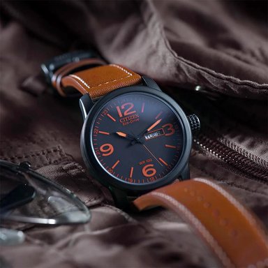 RELOJ CITIZEN ECO DRIVE BM8475-26E SOLAR ANÁLOGO HOMBRE FECHA ACERO INOXIDABLE CORREA DE CUERO MARRÓN - 5