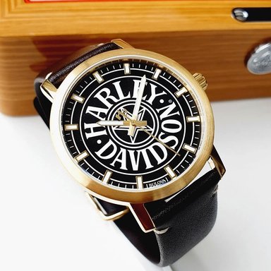 RELOJ BULOVA HARLEY DAVIDSON 77A100 EDICION LIMITADA ACERO INOXIDABLE DORADO CORREA CUERO MARRÓN - 4