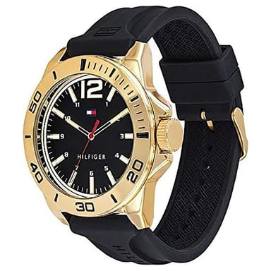 RELOJ TOMMY HILFIGER 1791662 HOMBRE ACERO INOXIDABLE DORADO CORREA SILICONA NEGRO - 2