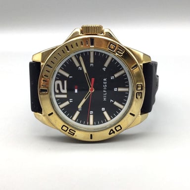 RELOJ TOMMY HILFIGER 1791662 HOMBRE ACERO INOXIDABLE DORADO CORREA SILICONA NEGRO - 3