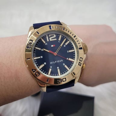 RELOJ TOMMY HILFIGER 1791503 HOMBRE ACERO INOXIDABLE DORADO CORREA SILICONA AZUL - 2