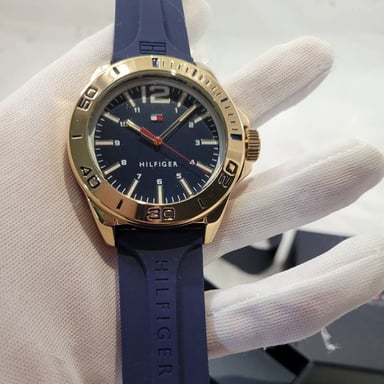 RELOJ TOMMY HILFIGER 1791503 HOMBRE ACERO INOXIDABLE DORADO CORREA SILICONA AZUL - 3