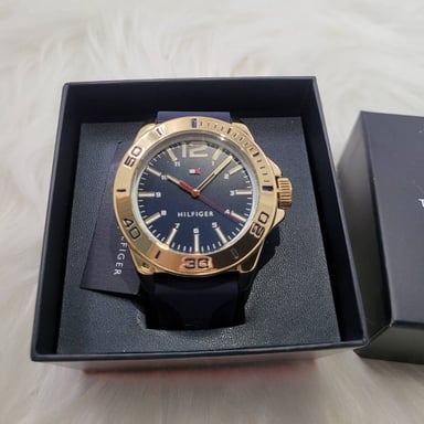 RELOJ TOMMY HILFIGER 1791503 HOMBRE ACERO INOXIDABLE DORADO CORREA SILICONA AZUL - 4