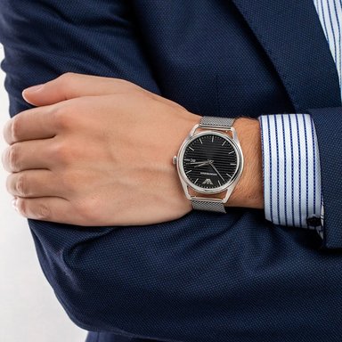 RELOJ EMPORIO ARMANI MATTEO AR80055 HOMBRE FECHA SET 3 CORREAS ACERO INOXIDABLE CUERO Y SILICONA - 5