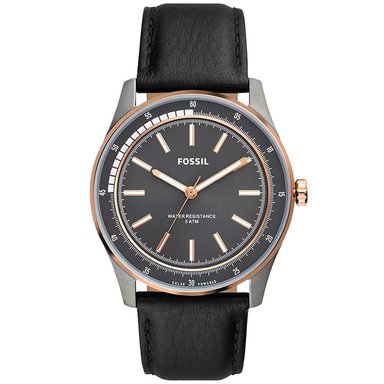 RELOJ FOSSIL SULLIVAN BQ2664 SOLAR ANÁLOGO HOMBRE CORREA DE CUERO NEGRO DIAL GRIS