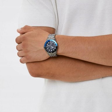 RELOJ FOSSIL FB-01 FS5835 PARA HOMBRE FECHA CRONOMETRO ACERO INOXIDABLE GUNMETAL DIAL NEGRO - 4