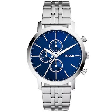 RELOJ FOSSIL LUTHER BQ2686 CRONÓMETRO ACERO INOXIDABLE DIAL AZUL