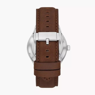 RELOJ FOSSIL FENMORE BQ2699 AUTOMÁTICO ACERO INOXIDABLE CORREA CUERO MARRÓN DIAL AZUL - 6