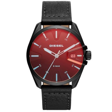 RELOJ DIESEL MS9 DZ1945 PARA HOMBRE FECHA CORREA DE CUERO NEGRO CRISTAL IRIDISCENTE
