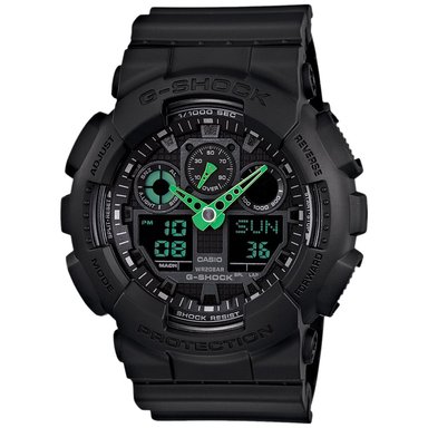 RELOJ CASIO G-SHOCK GA100C-1A3 PARA HOMBRE DIGITAL ANALÓGICO ACUÁTICO LUZ AUTOMÁTICA RESINA NEGRO