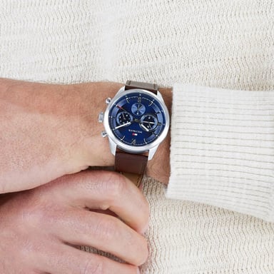 RELOJ HOMBRE ANÁLOGO TOMMY HILFIGER MATTHEW 1791940 MULTIFUNCIONAL CORREA CUERO MARRON DIAL AZUL - 5
