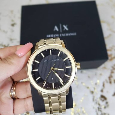 RELOJ HOMBRE ANÁLOGO ARMANI EXCHANGE MADDOX AX7108 FECHA ACERO INOXIDABLE DORADO SET CON PULSERA - 2