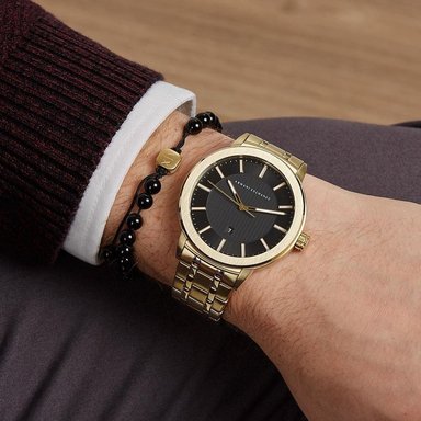 RELOJ HOMBRE ANÁLOGO ARMANI EXCHANGE MADDOX AX7108 FECHA ACERO INOXIDABLE DORADO SET CON PULSERA - 3