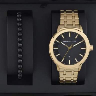RELOJ HOMBRE ANÁLOGO ARMANI EXCHANGE MADDOX AX7108 FECHA ACERO INOXIDABLE DORADO SET CON PULSERA - 4