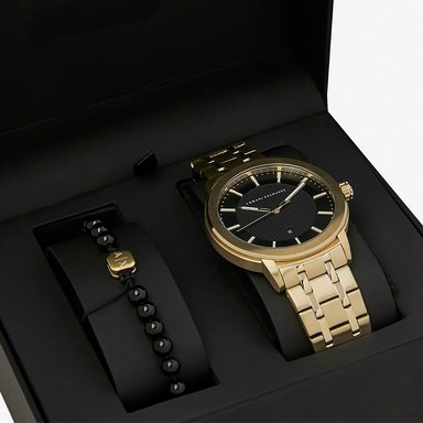 RELOJ HOMBRE ANÁLOGO ARMANI EXCHANGE MADDOX AX7108 FECHA ACERO INOXIDABLE DORADO SET CON PULSERA - 5