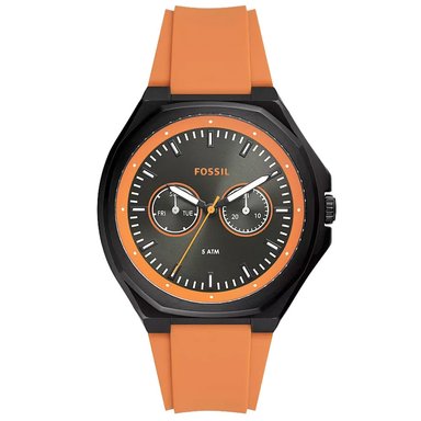 RELOJ HOMBRE ANÁLOGO FOSSIL EVANSTON BQ2675 MULTIFUNCIONAL CORREA DE SILICONA NARANJA