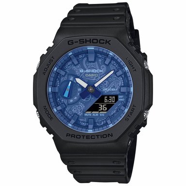 RELOJ CASIO G-SHOCK CARBON CORE GA2100BP-1A PARA HOMBRE DIGITAL ANALÓGICO LUZ LED RESINA NEGRO DIAL AZUL