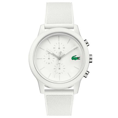 RELOJ LACOSTE  12.12 2010974 ANALÓGICO PARA HOMBRE CRONÓMETRO CORREA DE SILICONA BLANCO