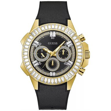 RELOJ GUESS FLEX HOMBRE ANÁLOGO GW0447G2 MULTIFUNCIONAL ACERO DORADO CORREA DE SILICONA NEGRO