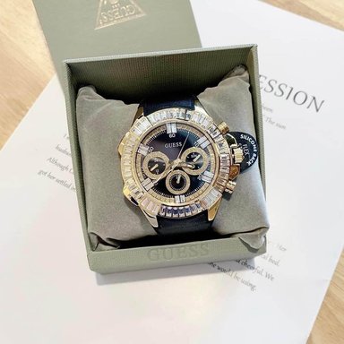 RELOJ GUESS FLEX HOMBRE ANÁLOGO GW0447G2 MULTIFUNCIONAL ACERO DORADO CORREA DE SILICONA NEGRO - 4