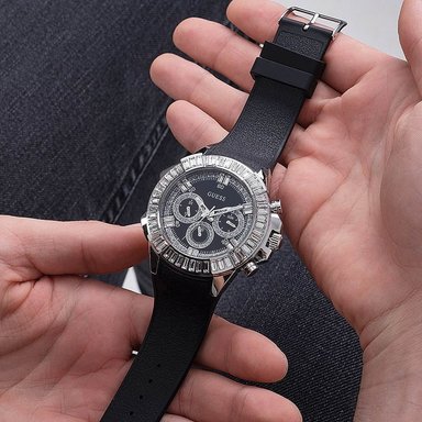 RELOJ GUESS FLEX HOMBRE ANÁLOGO GW0447G1 MULTIFUNCIONAL ACERO INOXIDABLE CORREA DE SILICONA NEGRO - 4