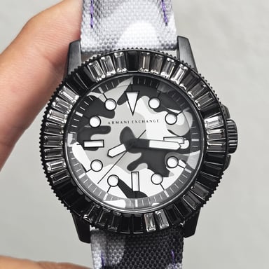 RELOJ ARMANI EXCHANGE AX1856 PARA HOMBRE ACERO INOXIDABLE CORREA DE CUERO Y NYLON CAMUFLADO - 2