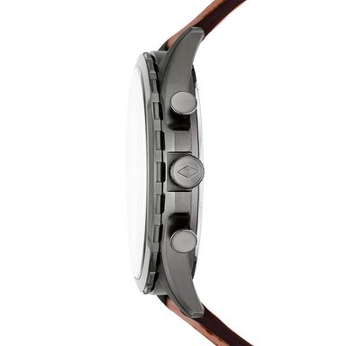 RELOJ HOMBRE ANÁLOGO FOSSIL FORRESTER FS5815 FECHA CRONOMETRO ACERO INOXIDABLE GUNMETAL CORREA DE CUERO MARRON - 6