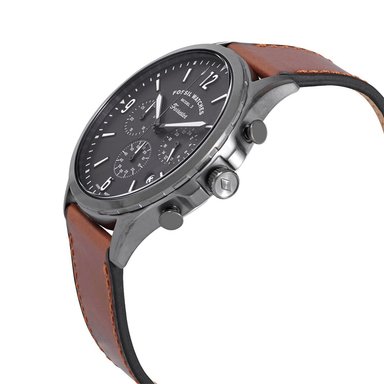 RELOJ HOMBRE ANÁLOGO FOSSIL FORRESTER FS5815 FECHA CRONOMETRO ACERO INOXIDABLE GUNMETAL CORREA DE CUERO MARRON - 7