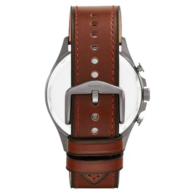 RELOJ HOMBRE ANÁLOGO FOSSIL FORRESTER FS5815 FECHA CRONOMETRO ACERO INOXIDABLE GUNMETAL CORREA DE CUERO MARRON - 9