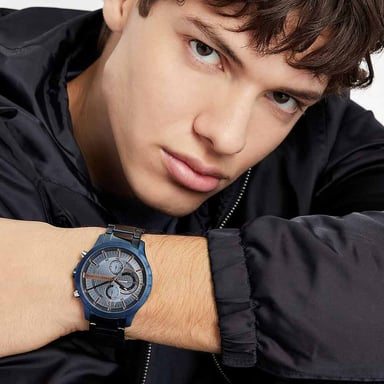 RELOJ HOMBRE ANÁLOGO ARMANI EXCHANGE HAMPTON AX2430 CRONÓMETRO ACERO INOXIDABLE AZUL - 5