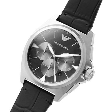 RELOJ HOMBRE ANÁLOGO EMPORIO ARMANI NICOLA AR11430 FECHA CRONÓMETRO ACERO INOXIDABLE CORREA DE CUERO NEGRO - 2