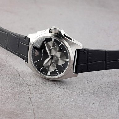 RELOJ HOMBRE ANÁLOGO EMPORIO ARMANI NICOLA AR11430 FECHA CRONÓMETRO ACERO INOXIDABLE CORREA DE CUERO NEGRO - 3