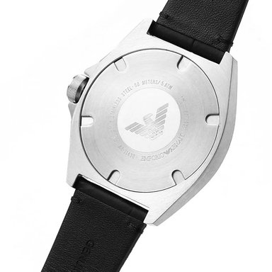 RELOJ HOMBRE ANÁLOGO EMPORIO ARMANI NICOLA AR11430 FECHA CRONÓMETRO ACERO INOXIDABLE CORREA DE CUERO NEGRO - 7