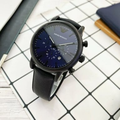RELOJ HOMBRE ANÁLOGO EMPORIO ARMANI LUIGI AR11351 FECHA CRONOMETRO CORREA DE CUERO NEGRO DIAL AZUL - 4