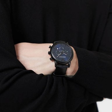 RELOJ HOMBRE ANÁLOGO EMPORIO ARMANI LUIGI AR11351 FECHA CRONOMETRO CORREA DE CUERO NEGRO DIAL AZUL - 7