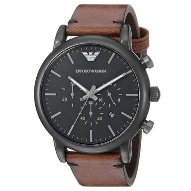 RELOJ EMPORIO ARMANI LUIGI AR1919 HOMBRE ANÁLOGO FECHA CRONOMETRO CUERO MARRON DIAL NEGRO - 3