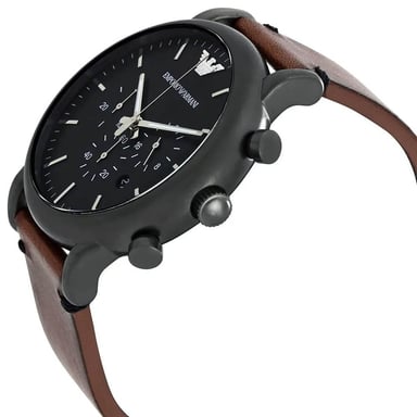 RELOJ EMPORIO ARMANI LUIGI AR1919 HOMBRE ANÁLOGO FECHA CRONOMETRO CUERO MARRON DIAL NEGRO - 7