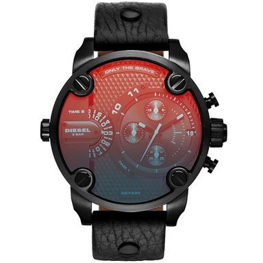 RELOJ DIESEL LITTLE DADDY DZ7334 HOMBRE ANÁLOGO DOBLE HORA FECHA CRONOMETRO CORREA CUERO NEGRO