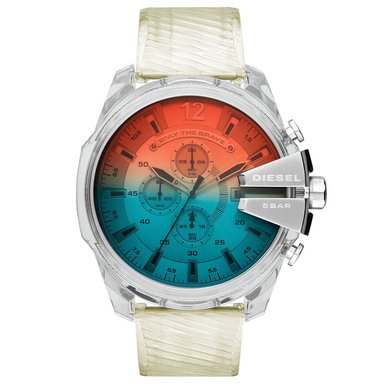 RELOJ HOMBRE ANÁLOGO DIESEL MEGA CHIEF DZ4515 FECHA CRONÓMETRO  RESINA TRANSPARENTE