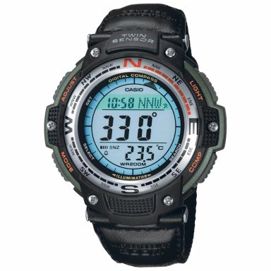RELOJ CASIO TWIN SENSOR SGW100B-3V PARA HOMBRE BRÚJULA TERMÓMETRO LUZ LED CORREA NYLON VERDE