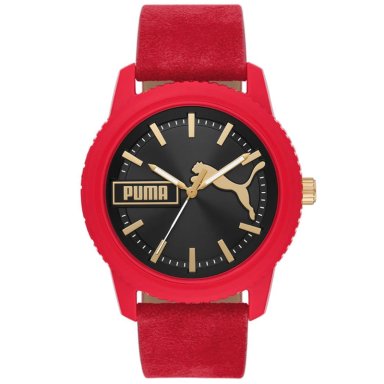 RELOJ PUMA ULTRAFRESH P5107 PARA HOMBRE CORREA DE CUERO ROJO DIAL NEGRO