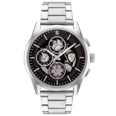 RELOJ FERRARI GRAND TOUR 0830831 PARA HOMBRE MULTIFUNCIONAL ACERO INOXIDABLE DIAL NEGRO